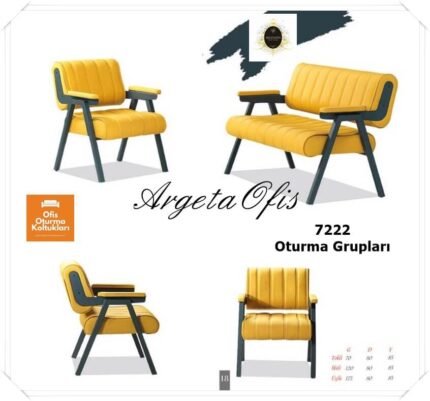 Renkli doku seçenekleriyle tasarlanmış estetik 7222 Büro Koltuk Grupları.