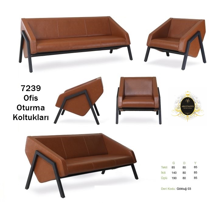 7239 Büro Koltuk Grupları Deri kaplama estetik 7239 Büro Koltuk Grupları